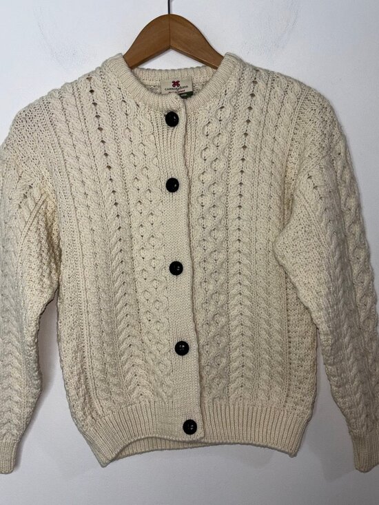 Carraig Donn Other - Carraig Donn Kids Aran Cardigan XXL Cream 100% Merino Wool Sweater Ireland